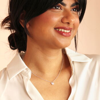 Crystal Butterfly Pendant Necklace, 6 of 10