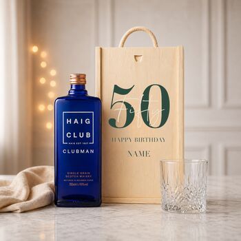 Personalised 50th Birthday Whisky Gift Set With Custom Lid, 4 of 11