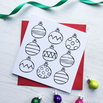 Christmas Bauble Cards To Colour In, 2 of 2