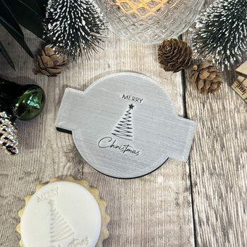 Merry Christmas Tree Acrylic Icing Embosser For Baking, 4 of 4