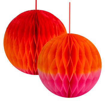 Two Red, Orange And Pink Ombre Paper Decorations, 2 of 3