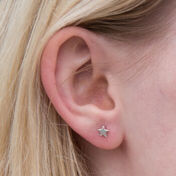 Tiny Silver Moon And Star Studs, 4 of 6