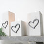 Winter White Wooden Tea Light Holders Grey Heart Design, thumbnail 1 of 6