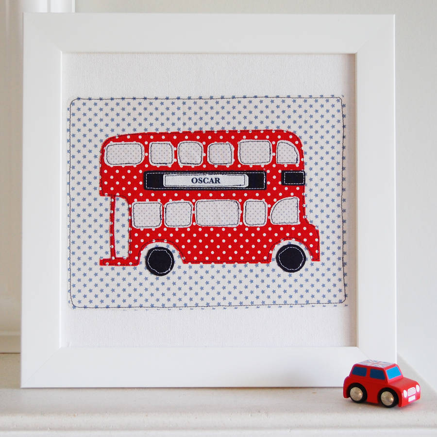 Personalised London Bus Embroidered Artwork By Little Foundry