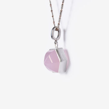 Pink Quartz Dome Silver Charm Clip On Pendant, 3 of 8