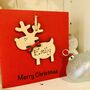 Personalised Reindeer Christmas Card Wooden Decoration, thumbnail 9 of 9
