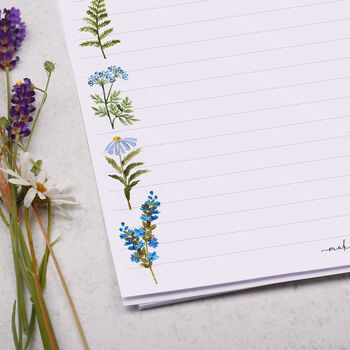 A4 Letter Writing Paper With Blue Flowers And Ferns, 2 of 4