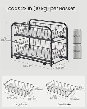 Two Tier Under Sink Organiser Sliding Drawer Rack, 3 of 8