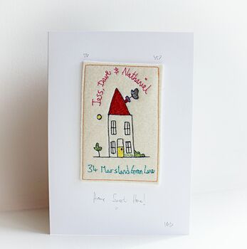 New Home Card, Embroidered, Personalised, 6 of 12