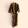 Rainbow Stripe Print 100% Cotton Dressing Gown, thumbnail 5 of 7