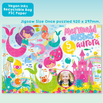 Personalised Mermaid Wishes Birthday Jigsaw Puzzle, 2 of 11