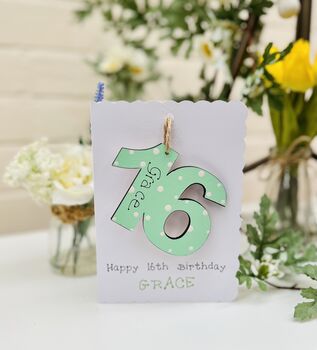 Personalised 16th Birthday Card Wooden Number Gift, 3 of 3
