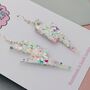 Large Iridescent Sprinkle Lightning Bolt Earrings, thumbnail 2 of 9