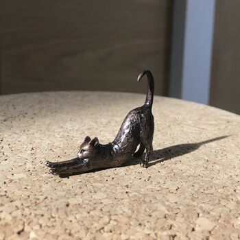 Miniature Bronze Cat Sculpture 8th Anniversary Gift, 7 of 11