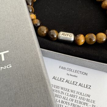 Men's Aston Villa Football Fan Tiger's Eye Bracelet, 4 of 6