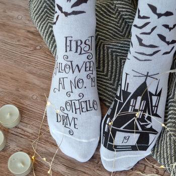 First Halloween In New Home Personalised Socks, 3 of 6