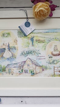 Personalised Wedding Venue Watercolour Painting. Original Wedding Portrait. Wedding Illustration Sketch. Not A Print, 2 of 12