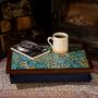William Morris Mallow Teal Cushioned Lap Tray, thumbnail 1 of 6