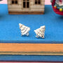 Sterling Silver Small Christmas Tree Earrings, thumbnail 3 of 12