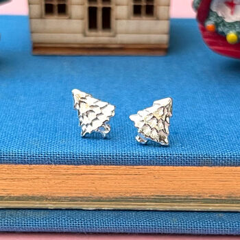 Sterling Silver Small Christmas Tree Earrings, 3 of 12
