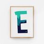 Green And Blue Personalised Initial Letter Art Print, thumbnail 8 of 12