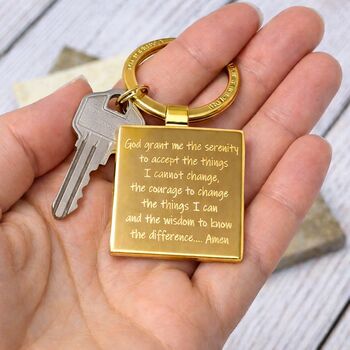 Serenity Prayer Square Keyring, Sobriety Gift, 2 of 8