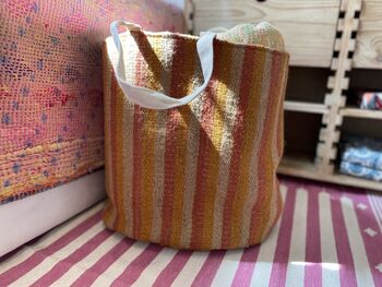 Large Wool And Jute Striped Basket Bag, 5 of 7