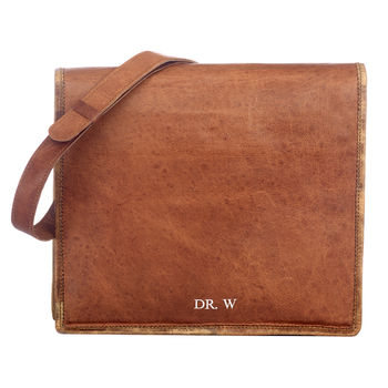 Personalised Brown Leather Cross Body Messenger Bag, 4 of 8