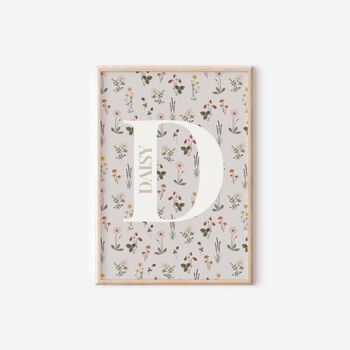 Girls Personalised Floral And Butterfly Wall Print Gallery Set, 5 of 5