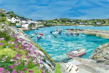 Coverack Harbour Collage Art Card, 2 of 2