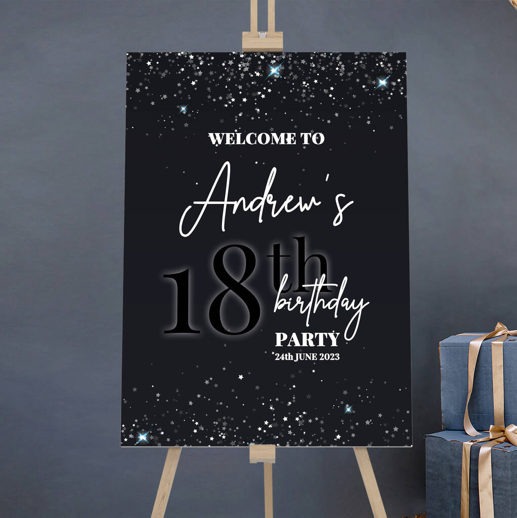 Black And Silver Party Welcome Sign, 1 of 3