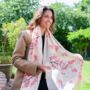 Cherry Blossom Floral Flower Print Scarf In Personalised Gift Box, thumbnail 1 of 4