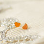 Small Heart Stud Earrings In Orange, thumbnail 2 of 2