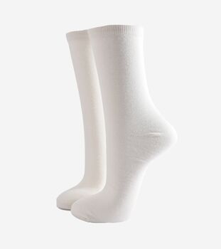 Womens Bamboo Socks Plain White, 2 of 5