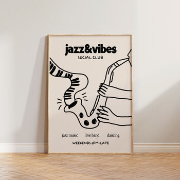Jazz And Vibes Social Club Illustration Music Print, 2 of 11