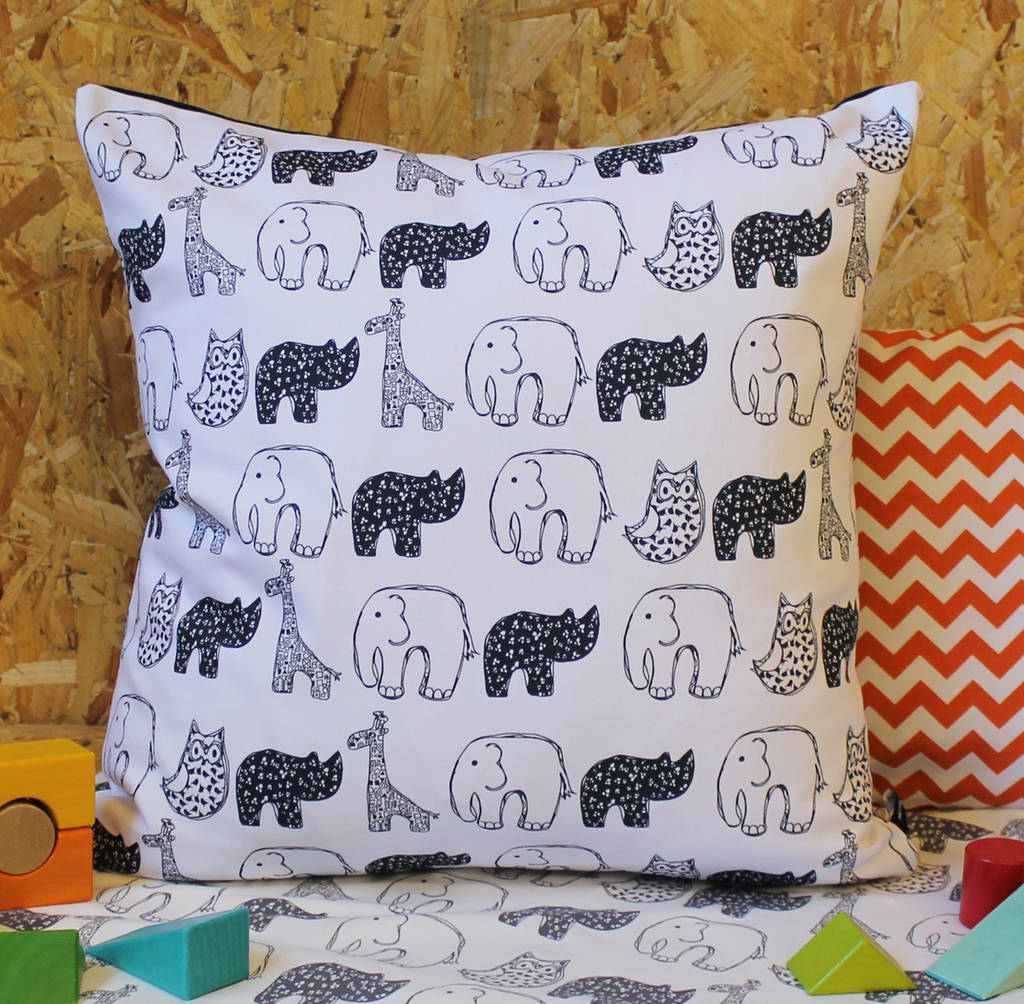 Monochrome Nursery Baby Cushion By Martha And Hepsie Monochrome Nursery Baby Cushion