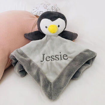 Personalised Penguin Baby Comforter Rattle, 4 of 9