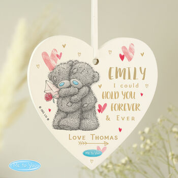 Personalised Me To You Hold You Forever Wooden Heart Decoration, 2 of 3