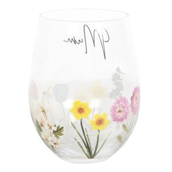 Mum Wildflower Stemless Wine Glass, 2 of 4