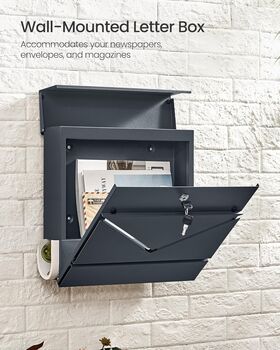 Wall Mounted Mailbox With Lock And Viewing Window, 3 of 8