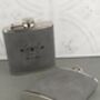 Leaf And Ivy Soft Grey Leather Personalised Hip Flask, thumbnail 2 of 2