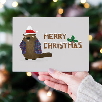 'Merry Christmas' Beaver Christmas Cards, 9 of 9
