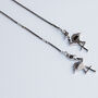 Sterling Silver Geometric Flamingo Threader Earrings, thumbnail 1 of 5