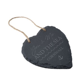 You Me And The Sea Cornwall Slate Hanging Heart, 4 of 4