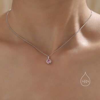 Sterling Silver Tourmaline Pink Cz Bubble Pendant Necklace, 6 of 12