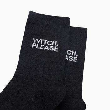 Witch Please Combed Cotton Glitter Socks In Black, 2 of 4