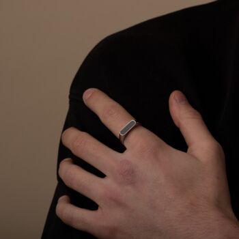 Rectangle Onyx Stone Ring, Engraved Rings, 6 of 10