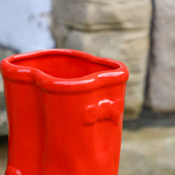 Personalised Red Welly Boots Garden Planter, 5 of 10