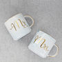 Mr And Mrs Ceramic Marble Blue Mugs, thumbnail 1 of 5