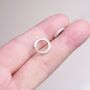 Silver Cz Stone Huggie Hoop Earrings, thumbnail 4 of 7